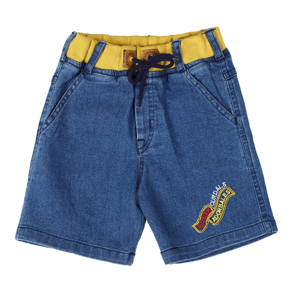 Denim Yellow Rib Shorts Future Medium blue