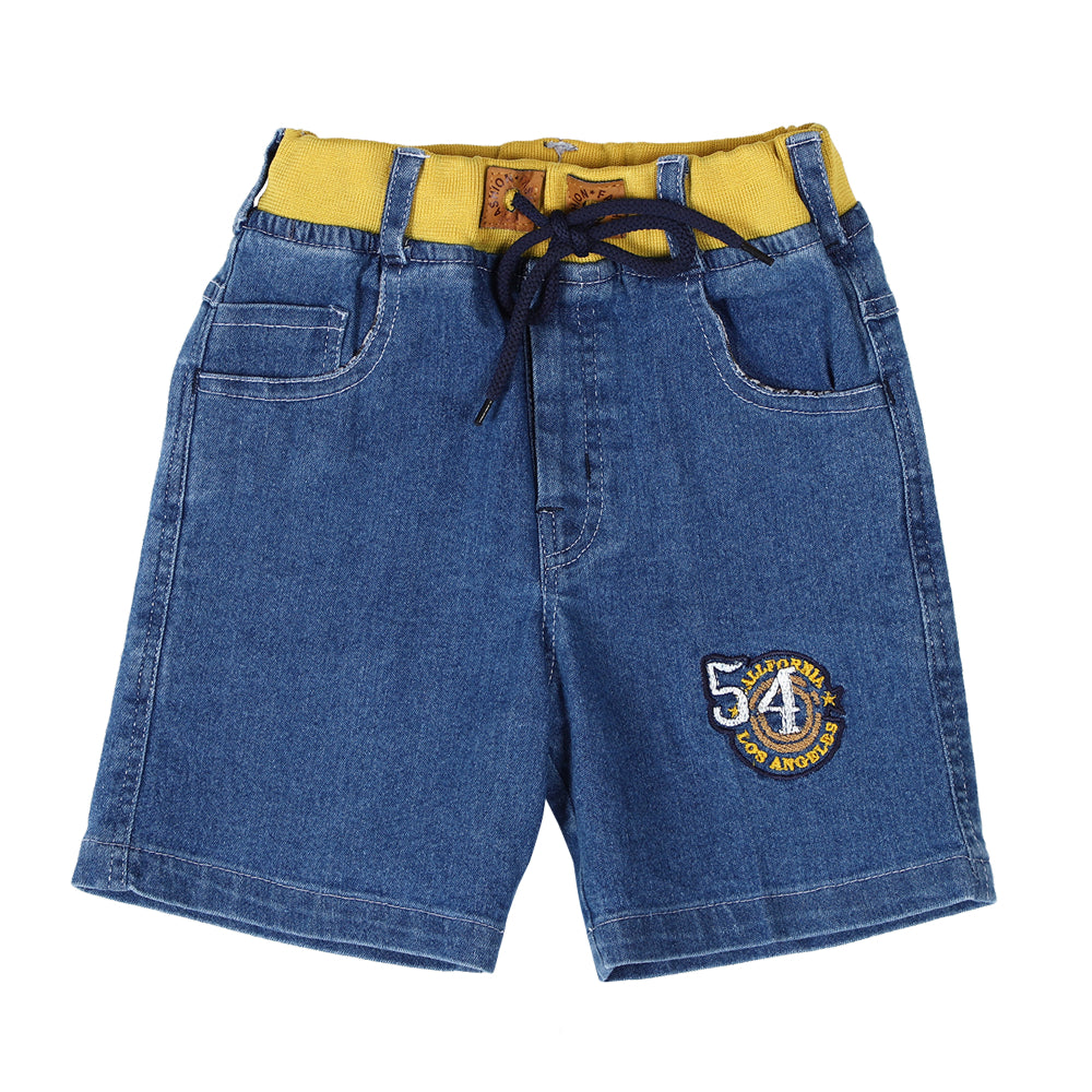 Denim Yellow Rib Shorts 54  Medium blue